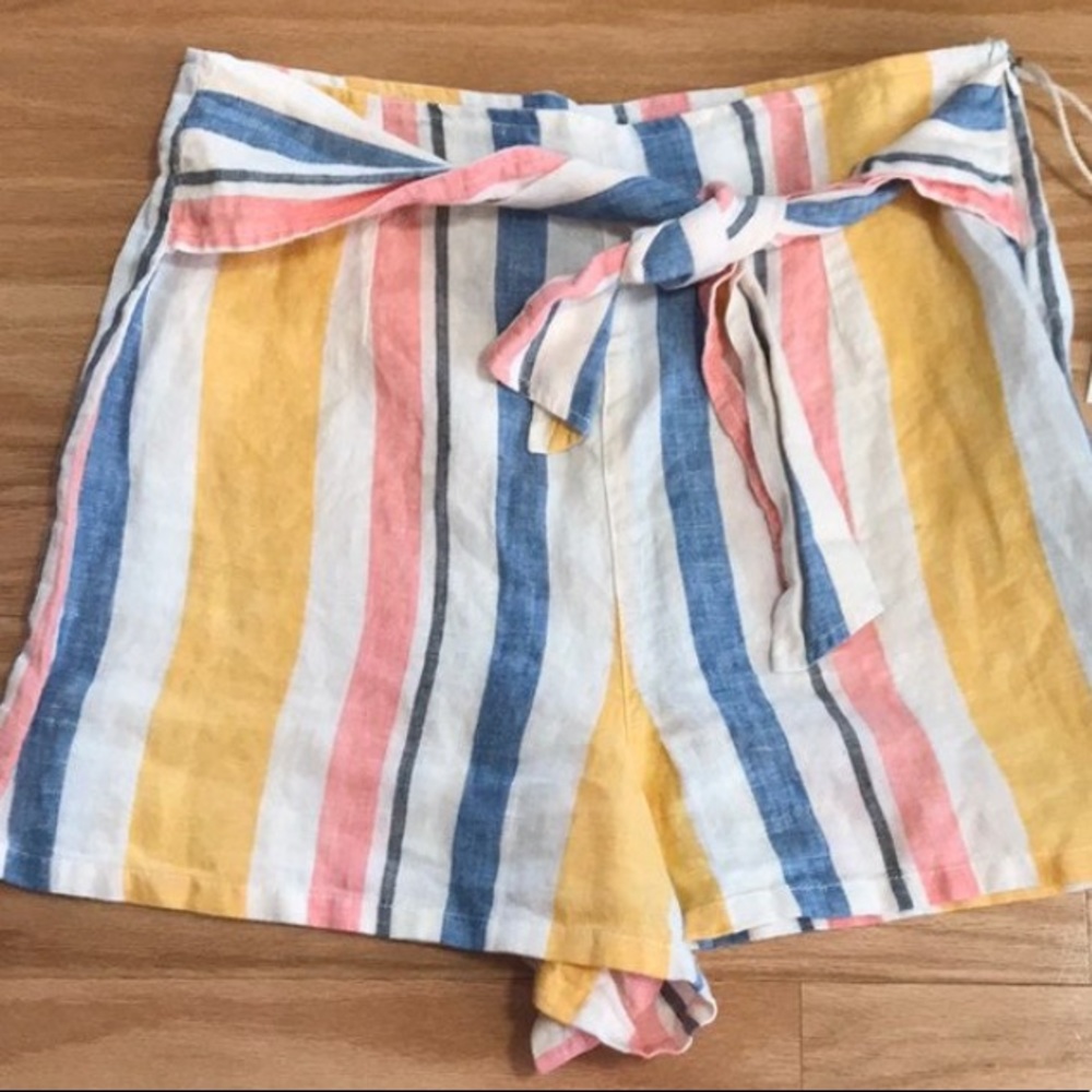 C and C California striped tie waist shorts